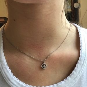 Peace sign silver necklace